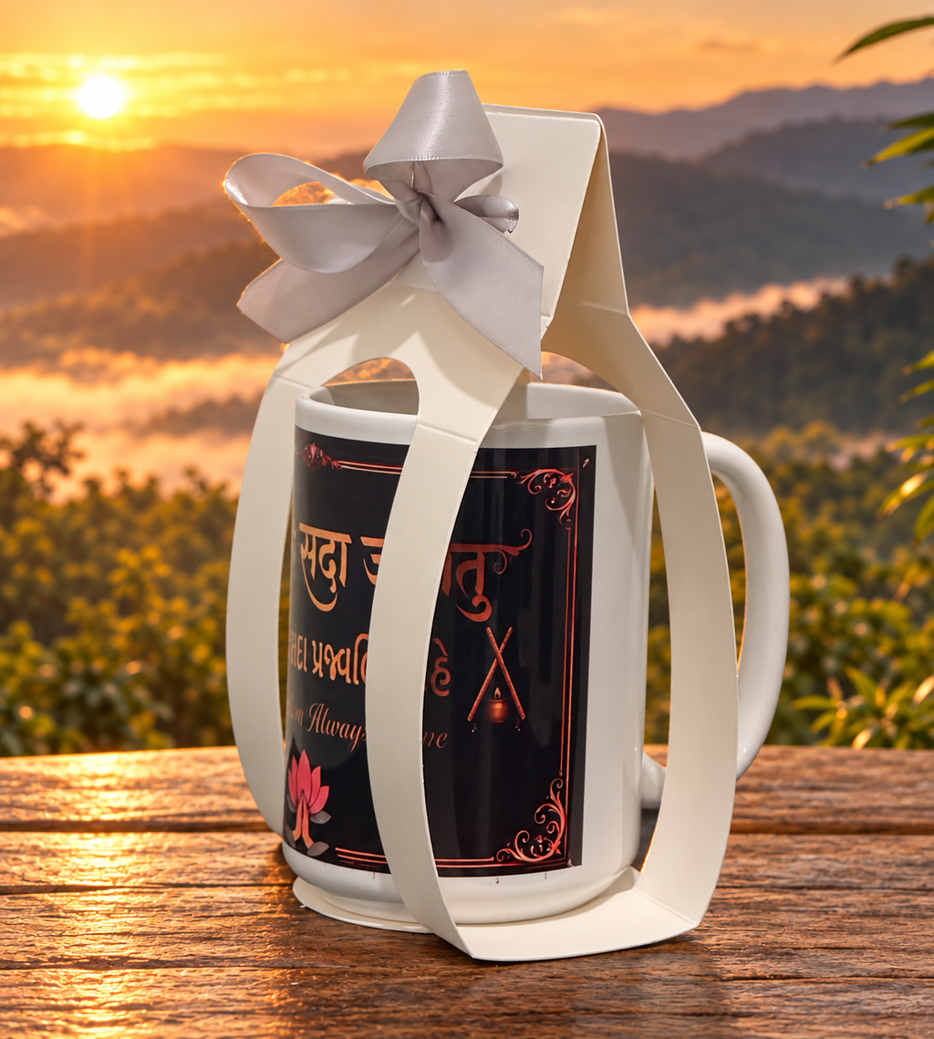 Gyandeep mug in gift-ready white packaging with ribbon.