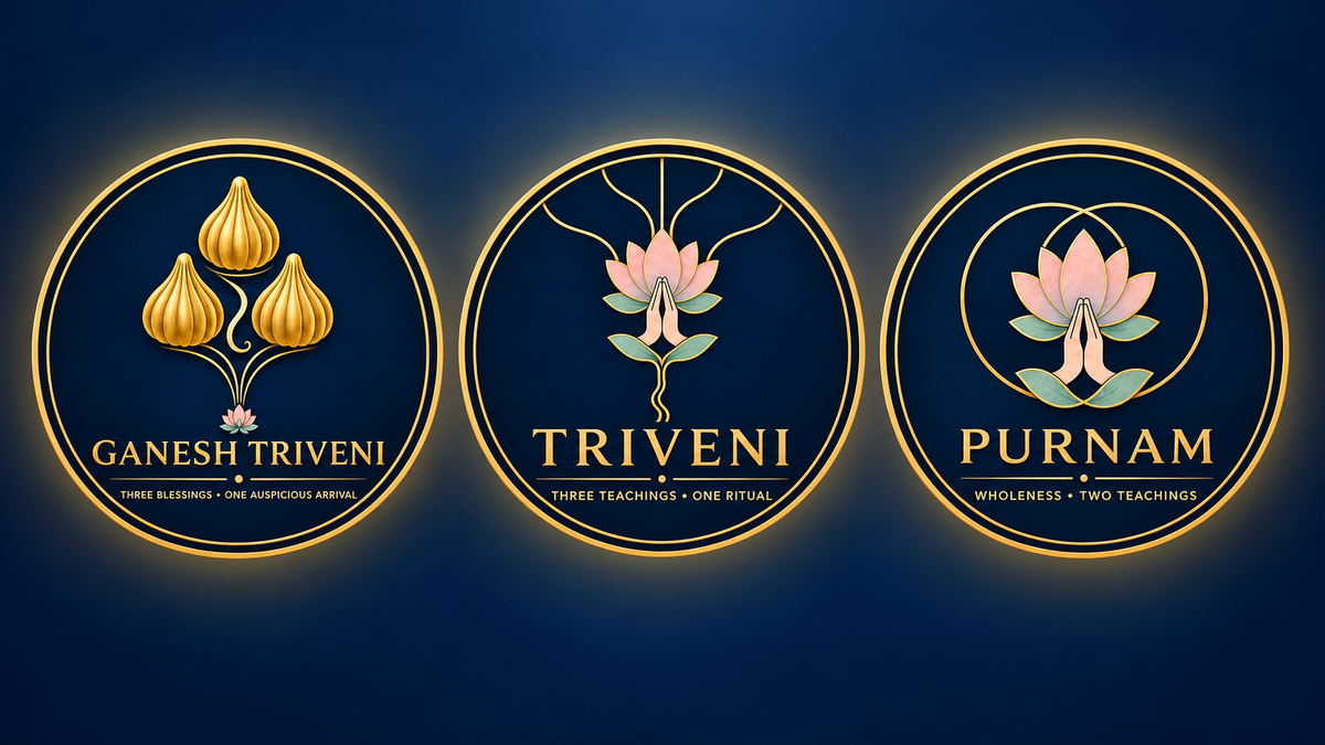 Ganesh Triveni, Triveni, and Purnam curated Sanskrit mug collections